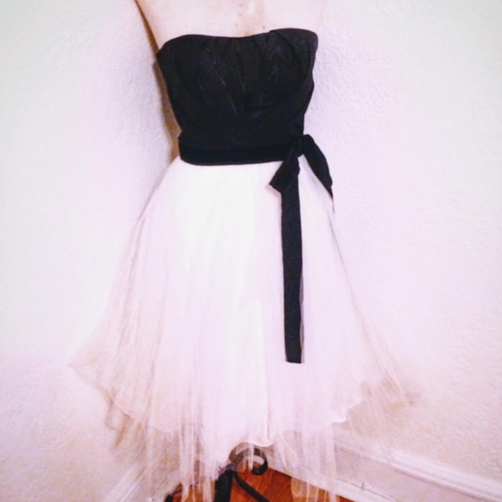 WHBM Black & White Strapless Tulle Ballerina Doll Dress
